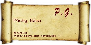Péchy Géza névjegykártya